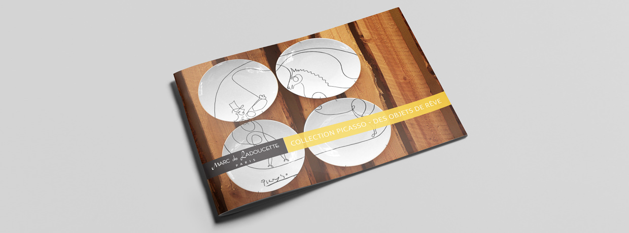 Eric Tadros design direction artistique rebranding marque livret catalogue papeterie graphisme print Marc-de-Ladoucette porcelaine Picasso